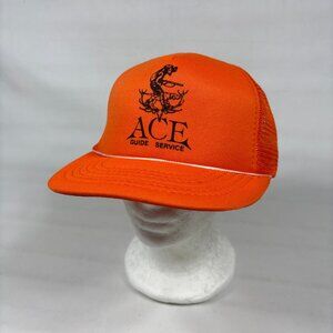 VTG 70s Orange Foam Mesh-Back Rope Snapback Trucker Cap Hat Texas Tops Adult M/L